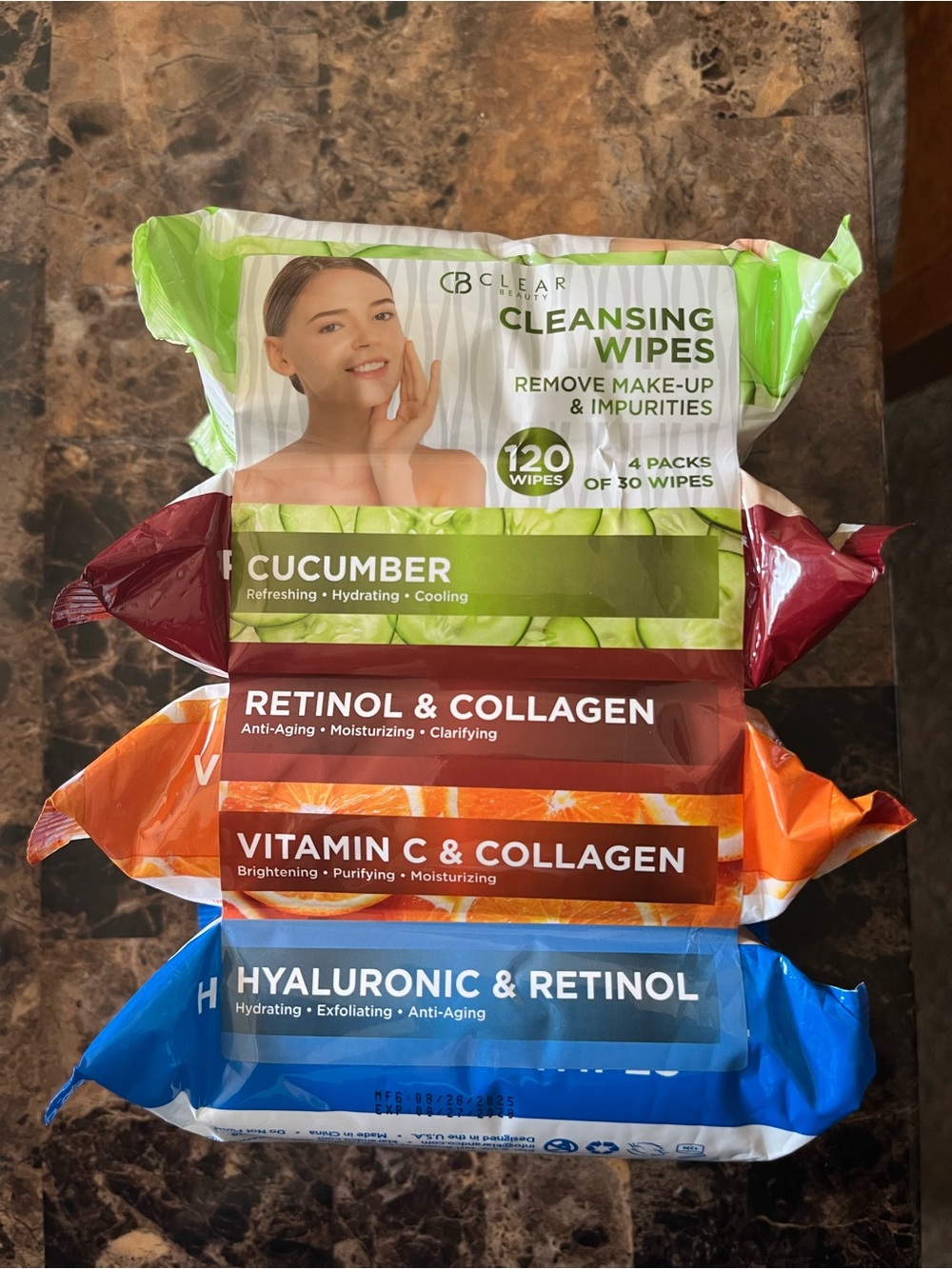 4 packs of cleaning wipes/ makeup remover 120 total wipes